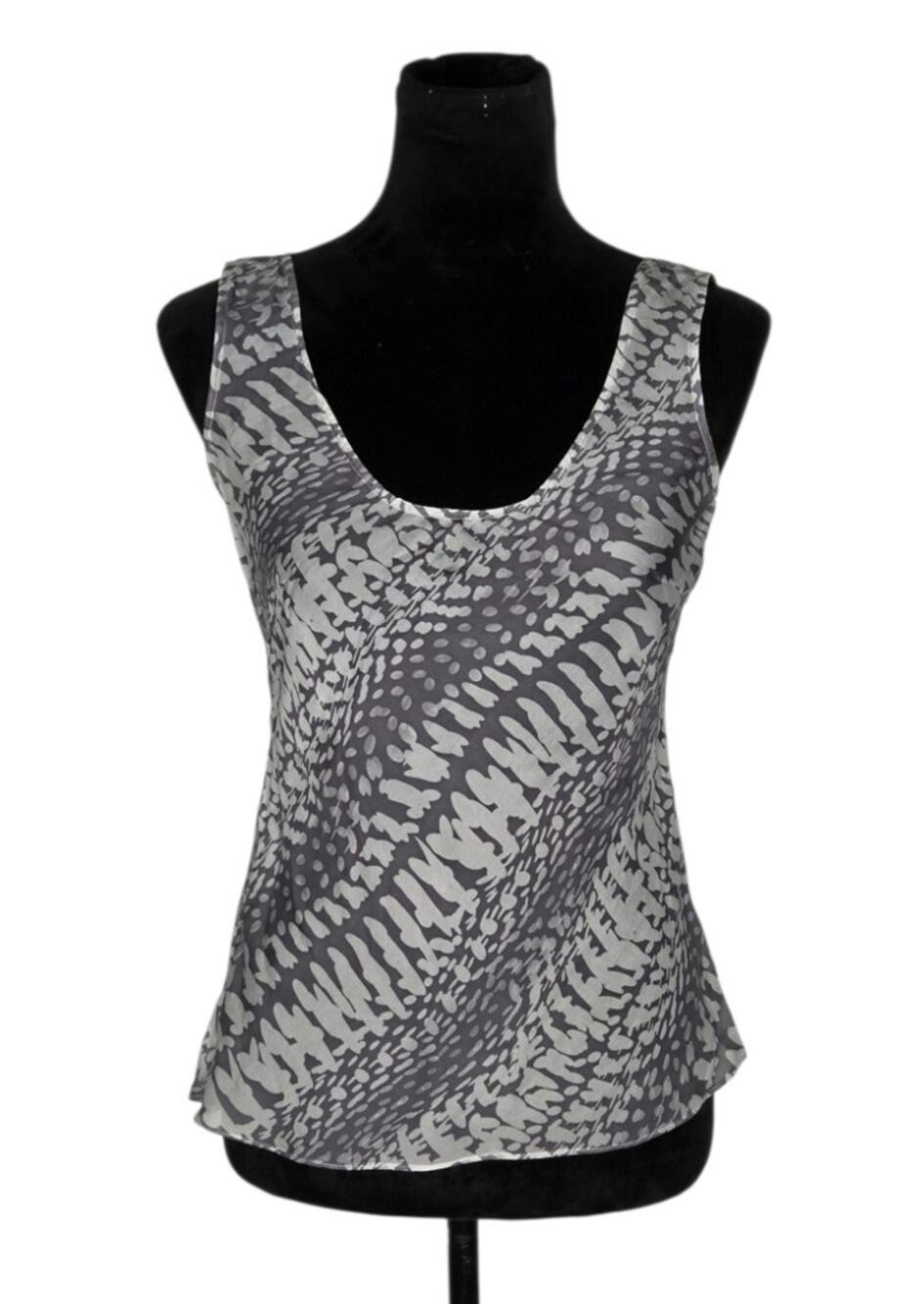 LILIU 100% Silk Sheer Tank Top Abstract Print Scoop Neck Size Small Y2K Fairy